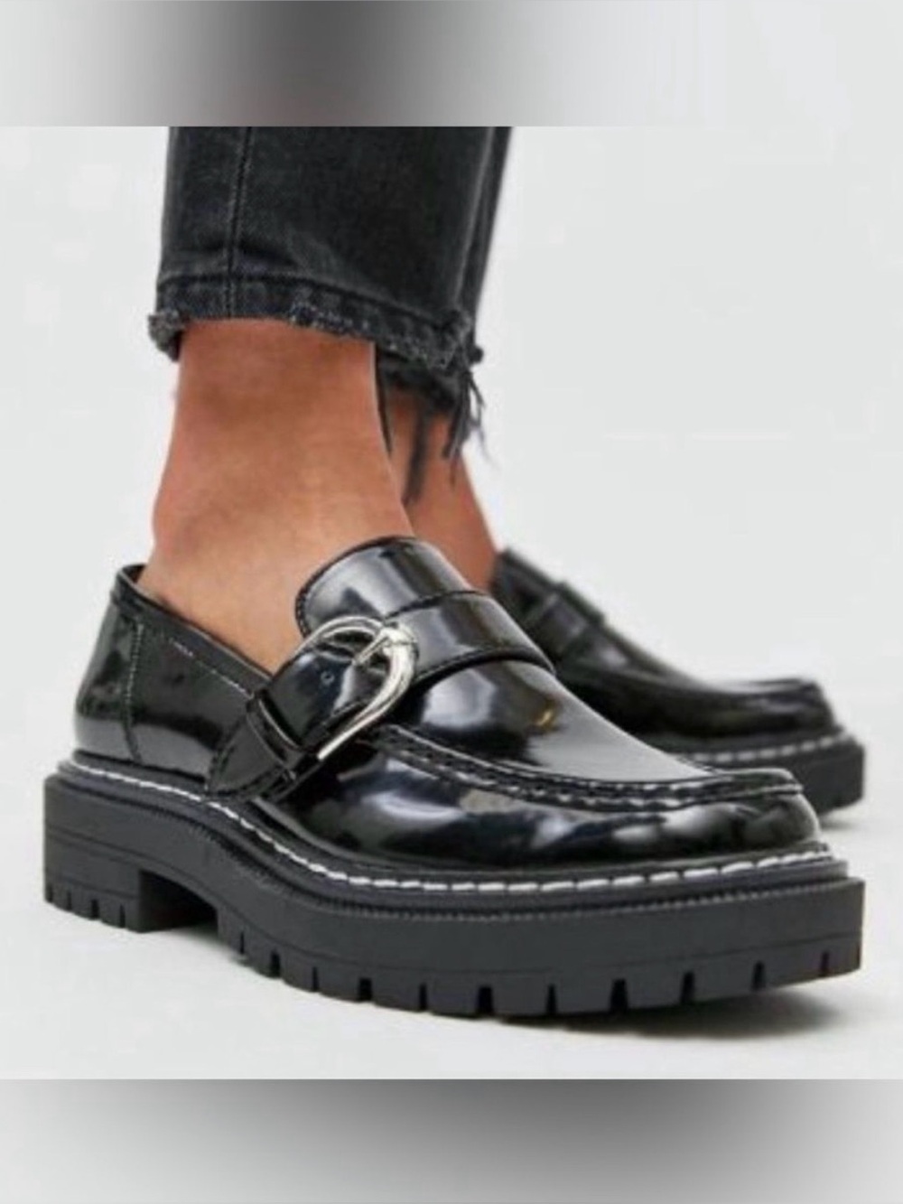 Circus by Sam Edelman Everly Loafers Black Womens Size 10 Chunky Platform Shiny